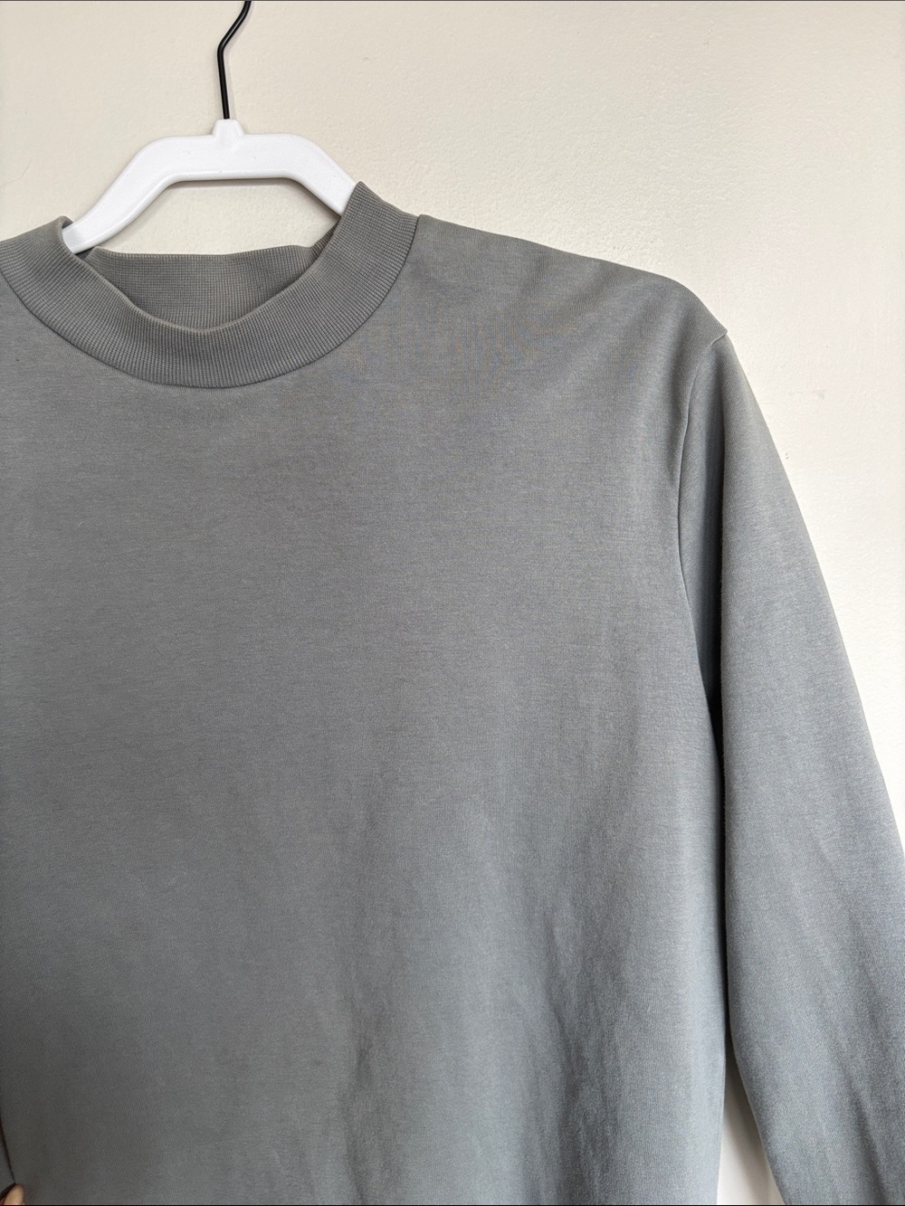 Zara Mock Neck Sweatshirt Gray Sage Long Sleeve Pullover Size L - Picture 3 of 5